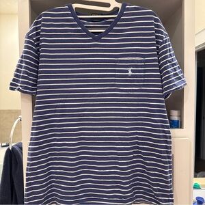 Polo by Ralph Lauren Blue and White Striped Short Sleeve Tee